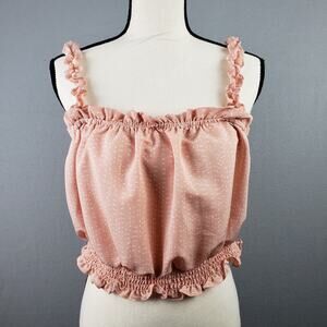 Rabbit Rose Size XL Smocked Bubble Tank Top Blush Pink Polka Dot Coquette Lolita
